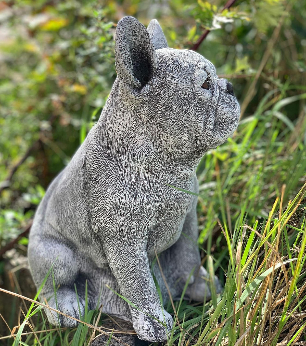 STEINFIGUR Frenchie Französische Bulldogge frostfest wetterfest - Grau, Stein (20/29/22cm) - stoneandstyle