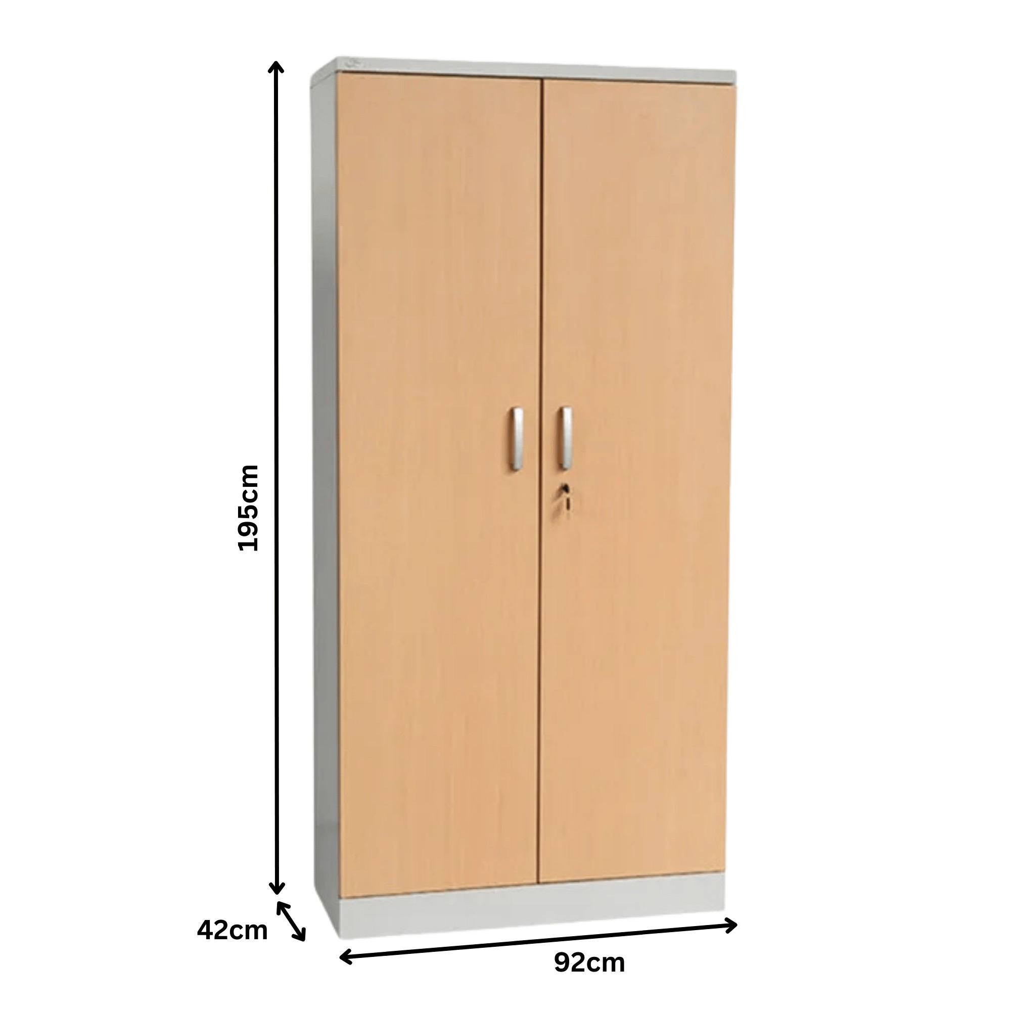 AKTENSCHRANK Beetle 4 Fachböden 195x92x42 cm Grau & Buche - Buchefarben, Metall (92/195/42cm)