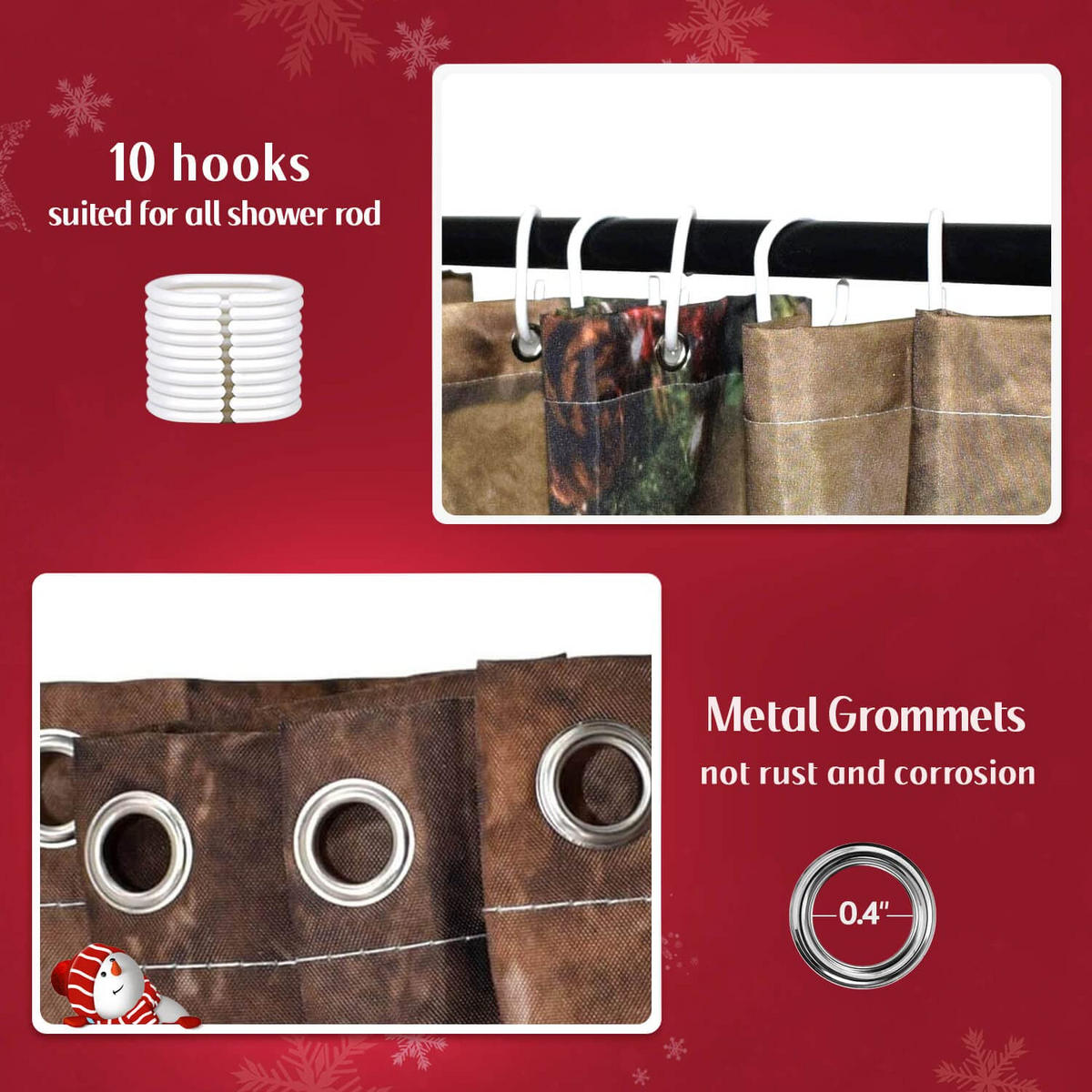 DUSCHVORHANG Weihnachten Rot Stoff Muster dekorativ Badezimmer 72 cm - Multicolor, Textil (180/180cm) - MCBOSON