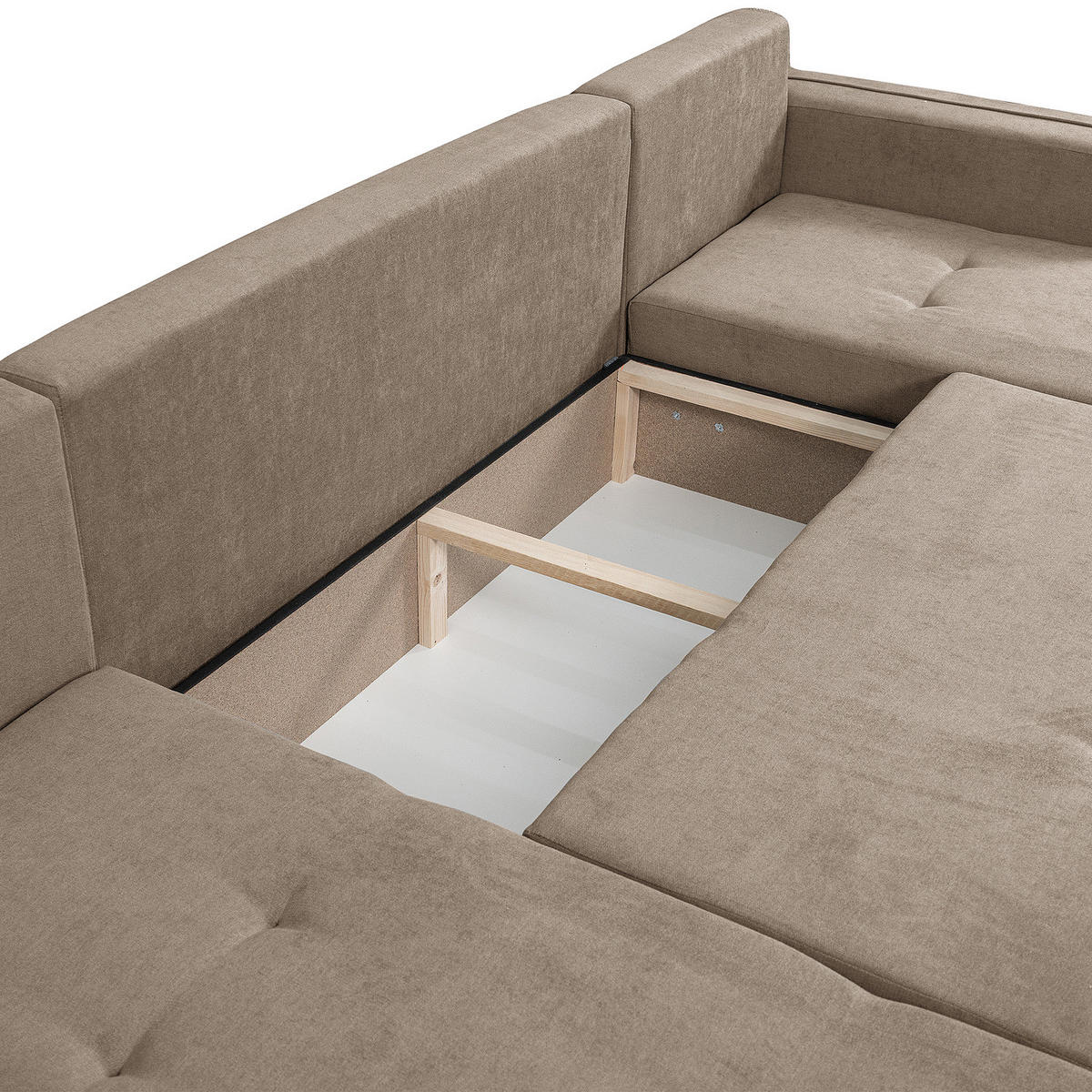 WOHNLANDSCHAFT - Schwarz/Cappuccino, Kunststoff/Textil (312/82/145cm) - home24