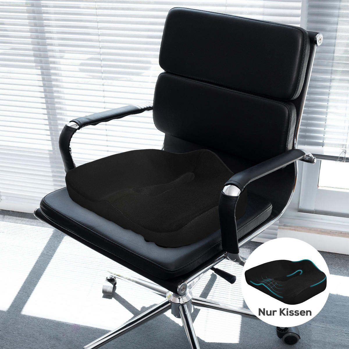 SITZKISSEN - Schwarz, Kunststoff (44/39/13cm) - HOMCOM