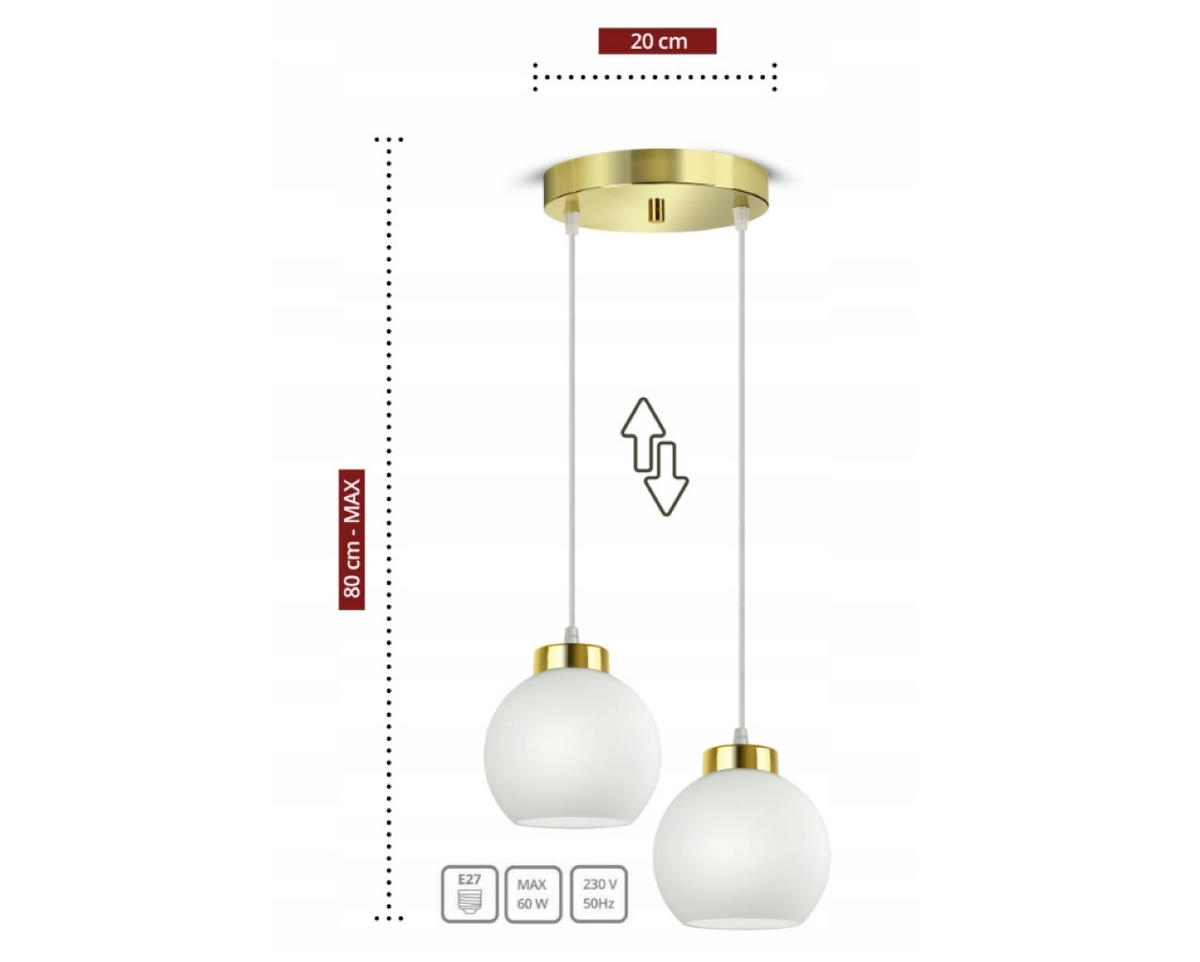 PENDELLEUCHTE GOLDGLAS - Goldfarben/Weiß, Glas/Metall (30/30/80cm) - kiki design