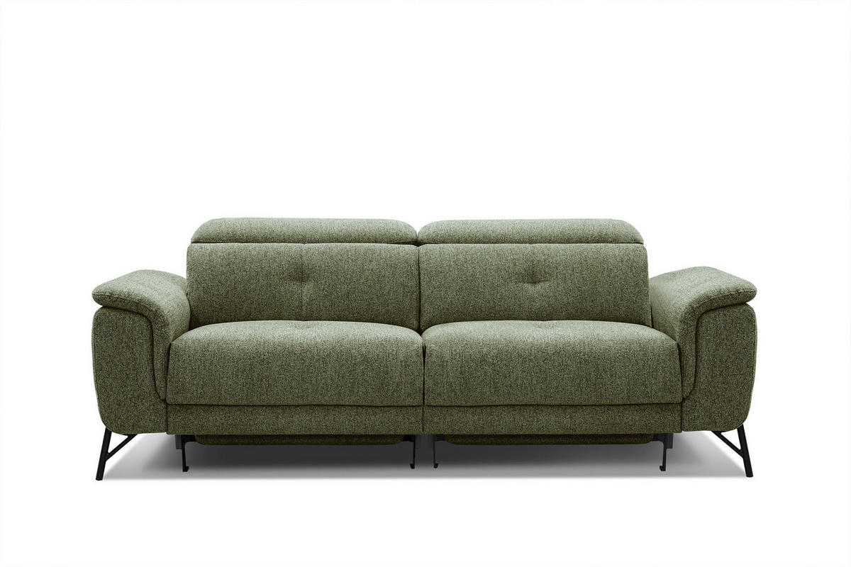 SOFA AVENA 3-Sitzer mit 2 Relaxfunktionen, olivgrün - Olivgrün, Holzwerkstoff/Textil (204/80/108cm) - Courtois Laville