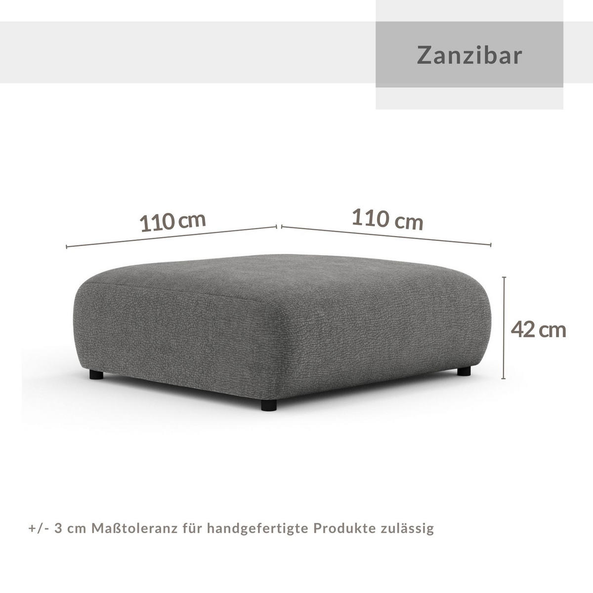 POUF L Zanzibar Rosa Chenille - Schwarz/Rosa, Holz/Holzwerkstoff (110/37/110cm) - Maison de Reve