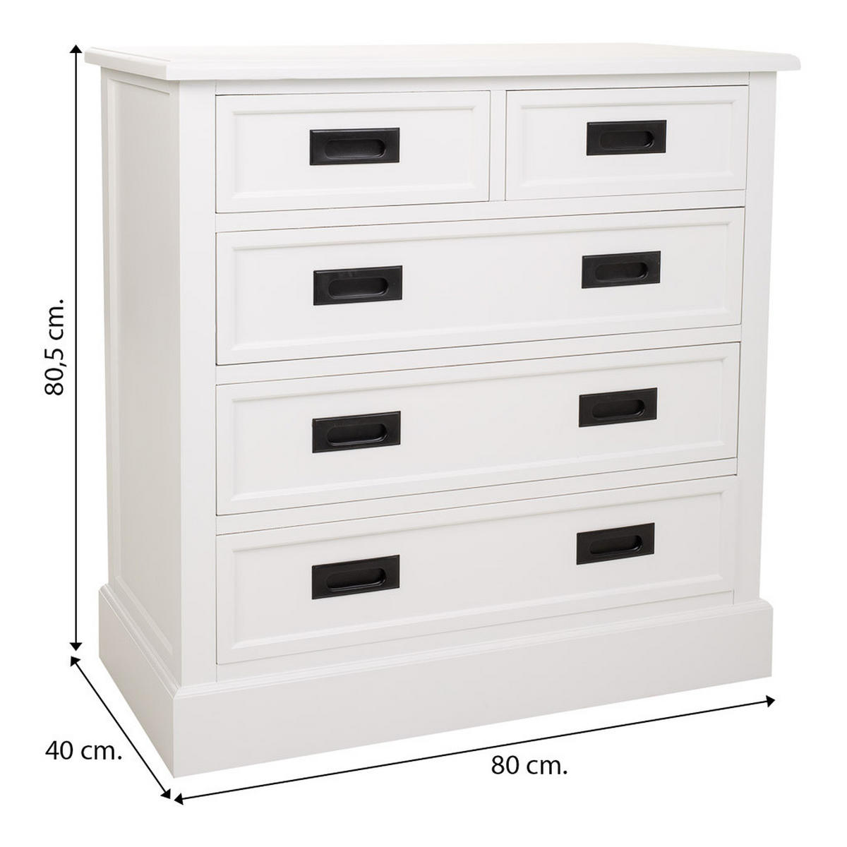 KOMMODE aus Holz, weiß, 80x40x81cm - Weiß, Holzwerkstoff (80/80.5/40cm) - Wanderlust