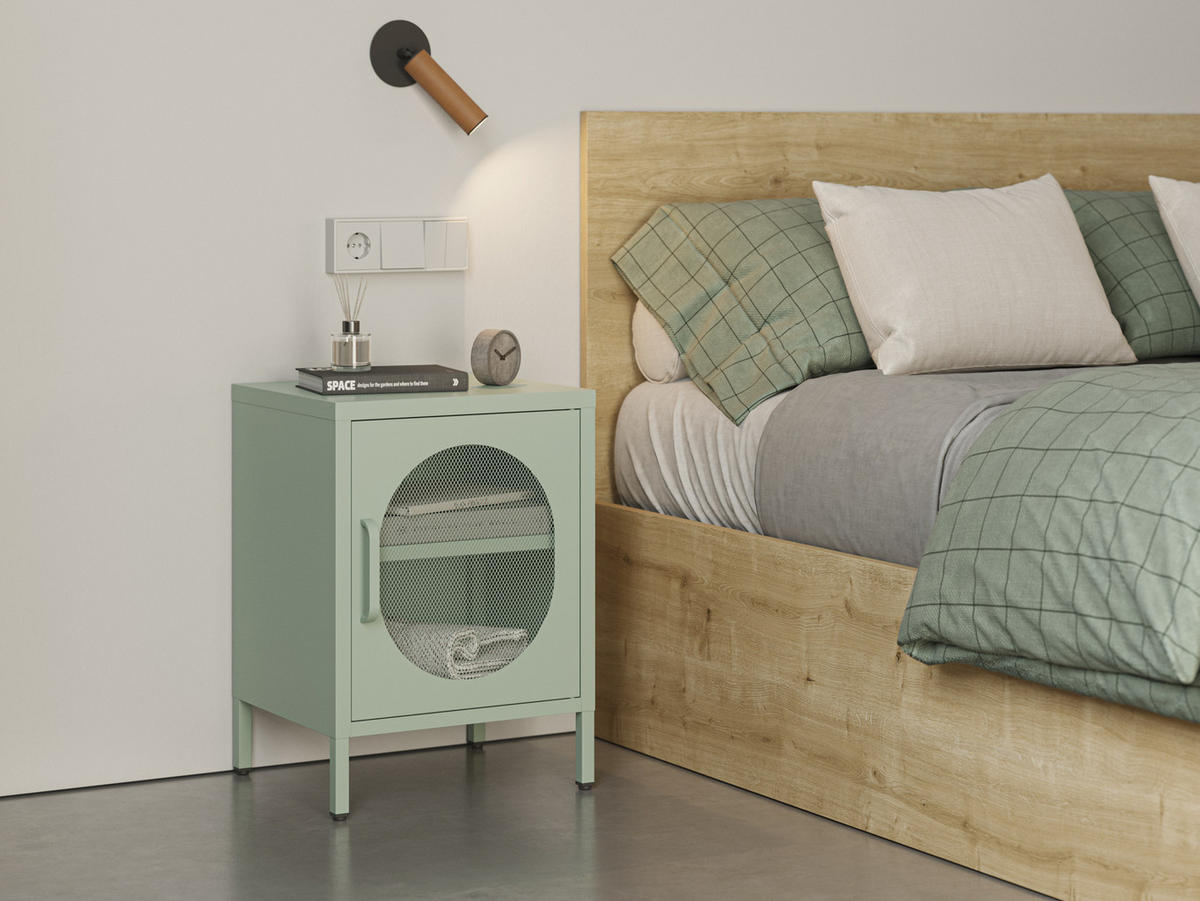 NACHTTISCH Diora Grün 40/35/60 cm - Grün, Metall (35/60/40cm) - Drawer