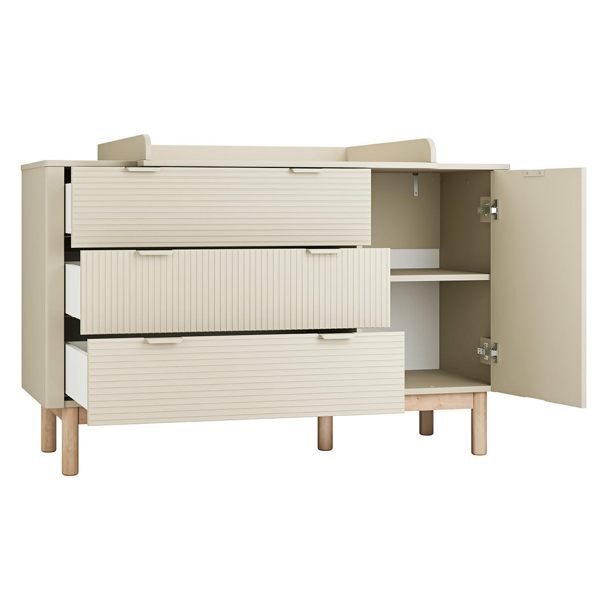 DĚTSKÁ KOMODA Miloo Šampaňské - béžová, kompozitní dřevo (144.5/90.5/52.5cm) - Petits-meubles