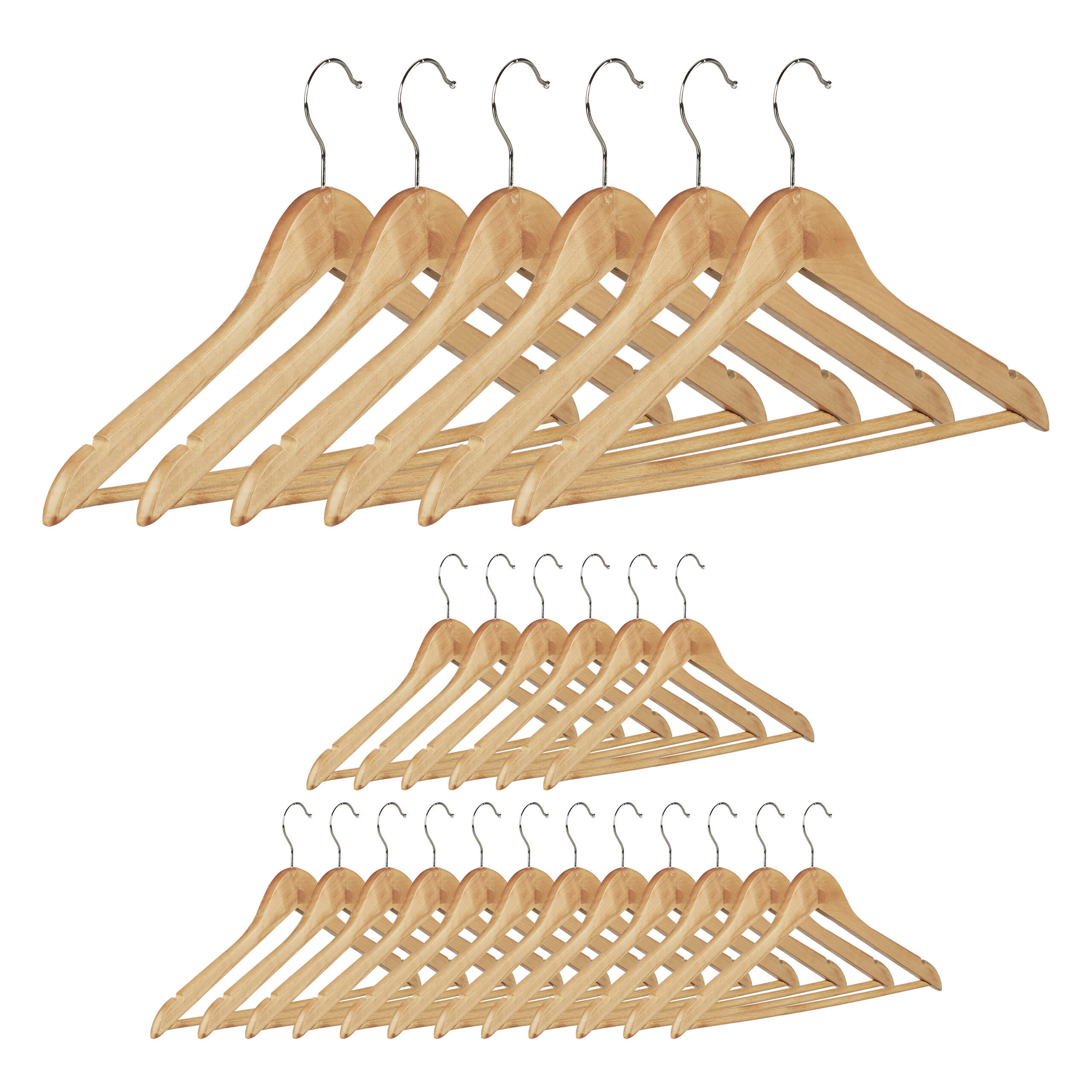 UMERASE Natural set-24 lemn arțar - maro deschis, lemn/metal (44.5/22.5/1.3cm) - Relaxdays