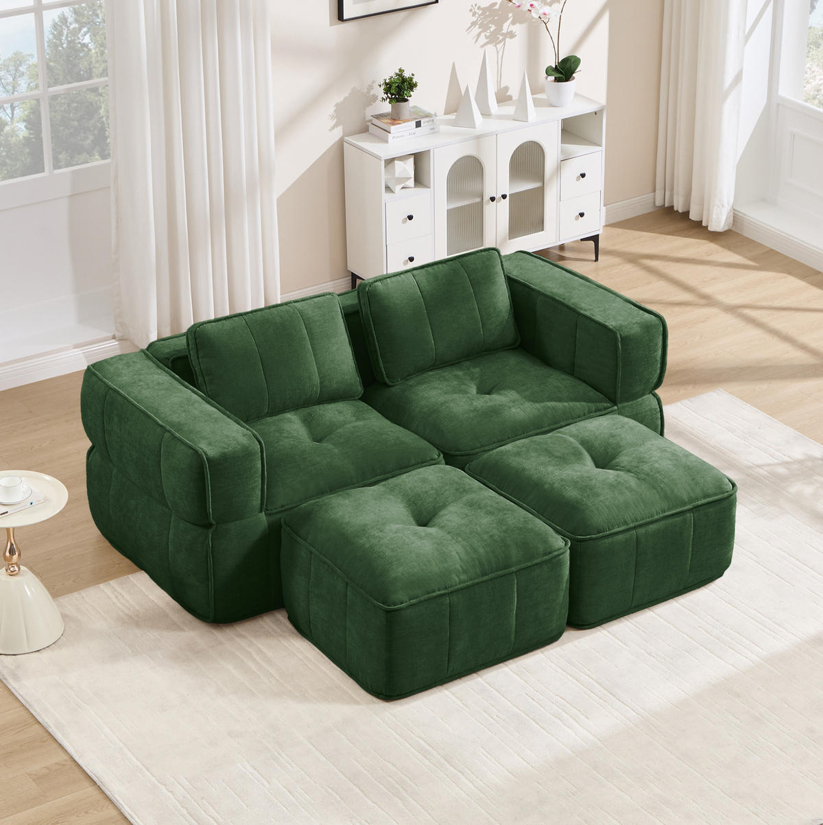 SOFA 198/162/67 cm in Grün aus Polyester mit modularer Flexibilität - Grün, Kunststoff (162/67/198cm) - Flora Grace