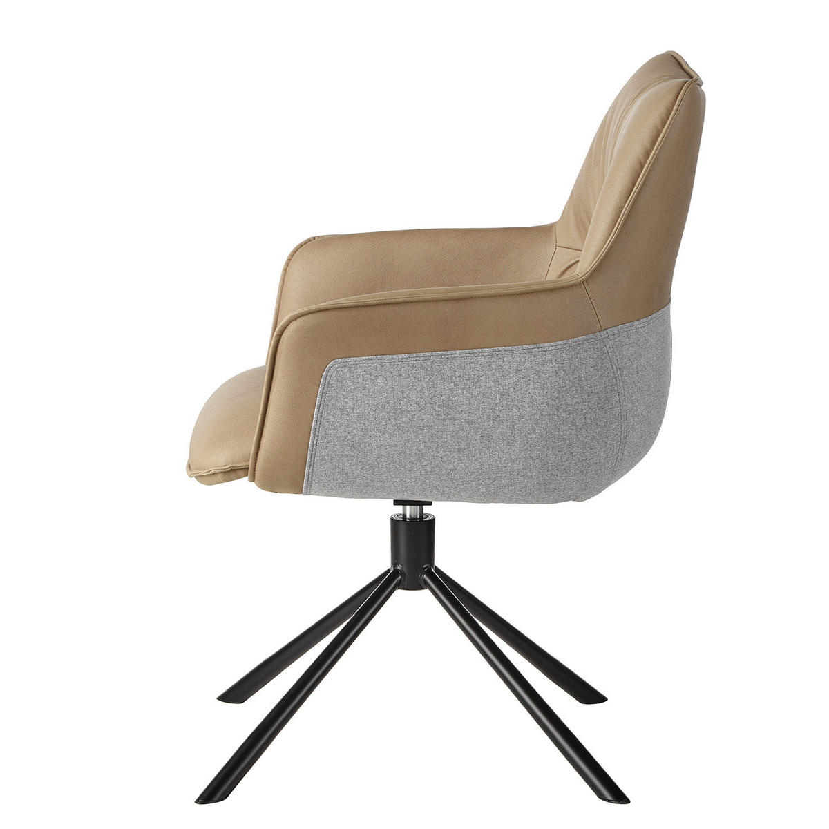 DREHBARER ARMLEHNENSTUHL - Cappuccino / Schwarz - Microfaser / Eisen - Cappuccino, Textil/Metall (60/92/64cm) - home24