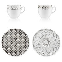 ESPRESSOTASSE First.Platin 2er Set, Porzellan, Silber, 100 ml - Silberfarben, Keramik (0.1L) - Goebel