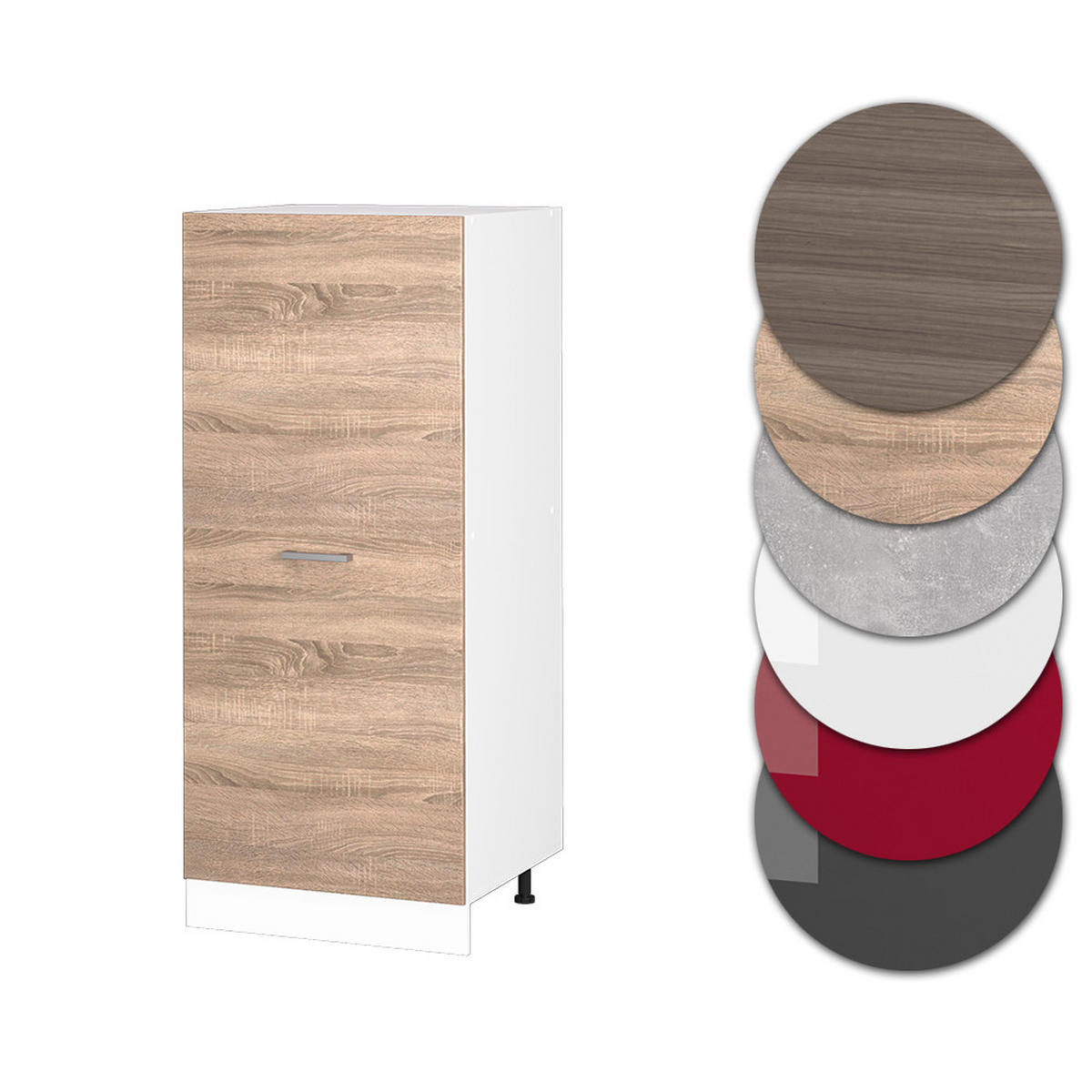 HOCHSCHRANK R-Line Sonoma 60 cm - Weiß/Sonoma Eiche, Holzwerkstoff (60/143/57cm) - Vicco