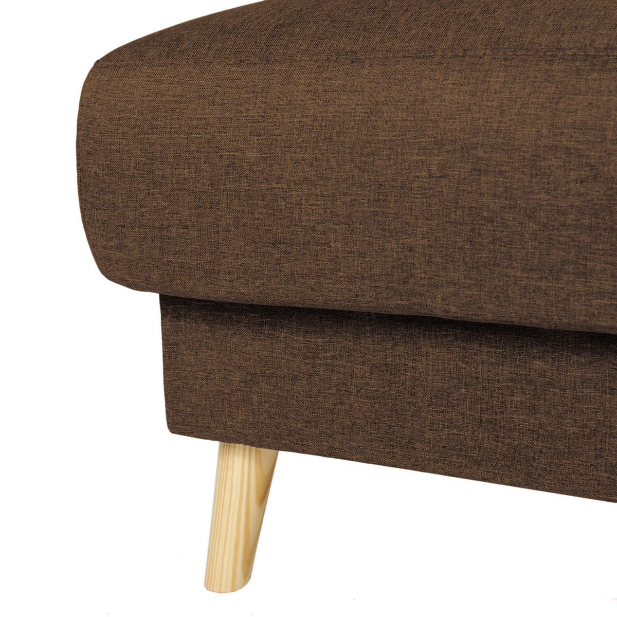 POLSTERHOCKER - Webstoff - Hellbraun/Dunkelbraun, Holz/Textil (77/46/62cm) - home24