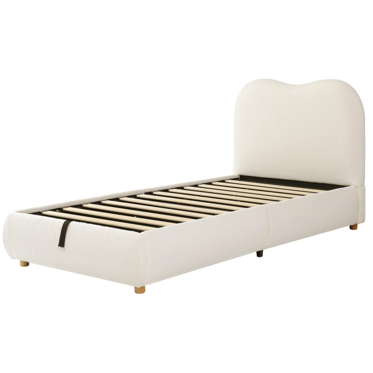 KINDERBETT 90/200 cm aus Bouclé mit Stauraum und Lattenrost Beige - Beige, Textil (90/200cm) - Modenvie