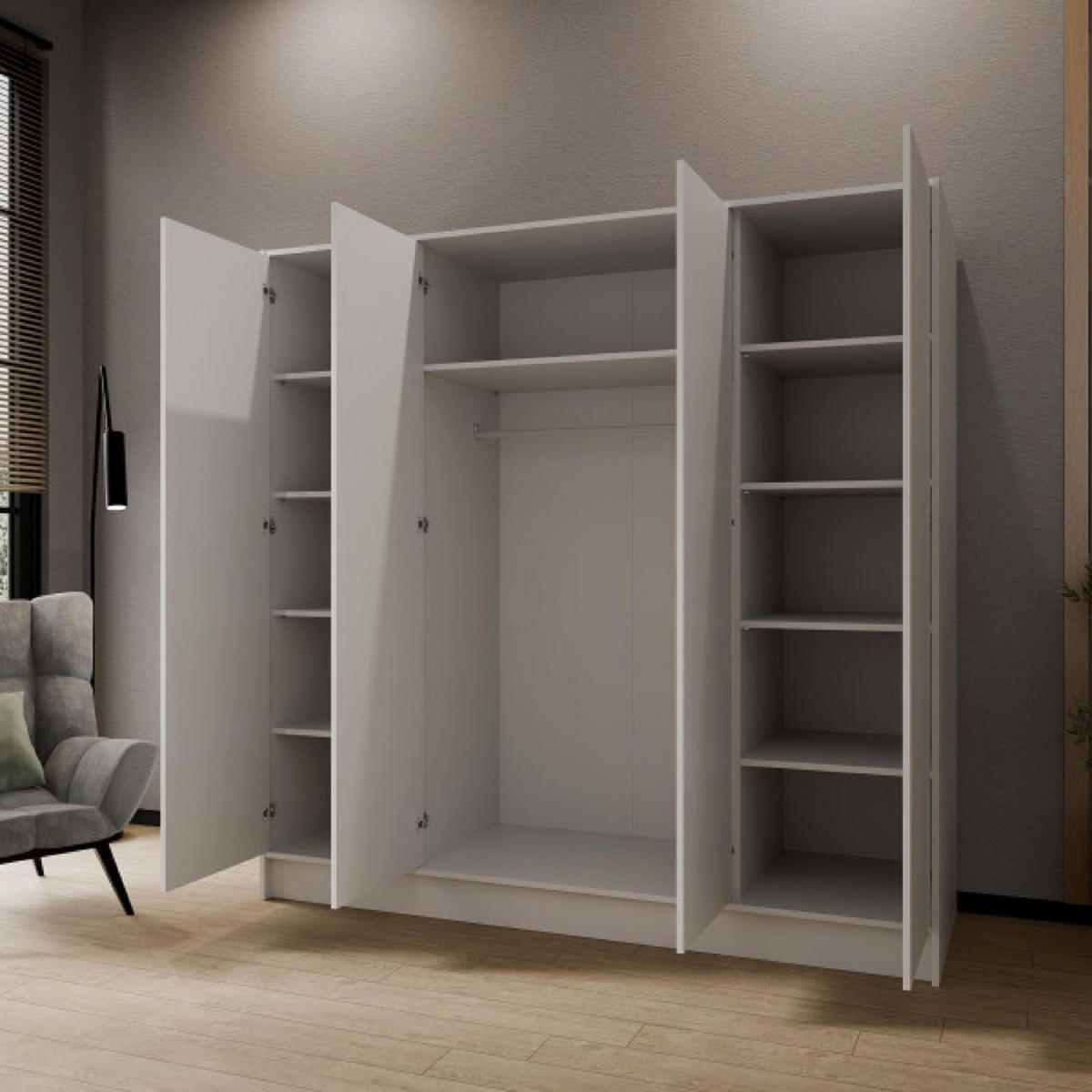 SCHRANK Weiß 200 ALA Ohne Spiegel Ohne Griffe Mit Spiegel - Weiß, Holzwerkstoff (200/200/51cm) - Sepro Meble