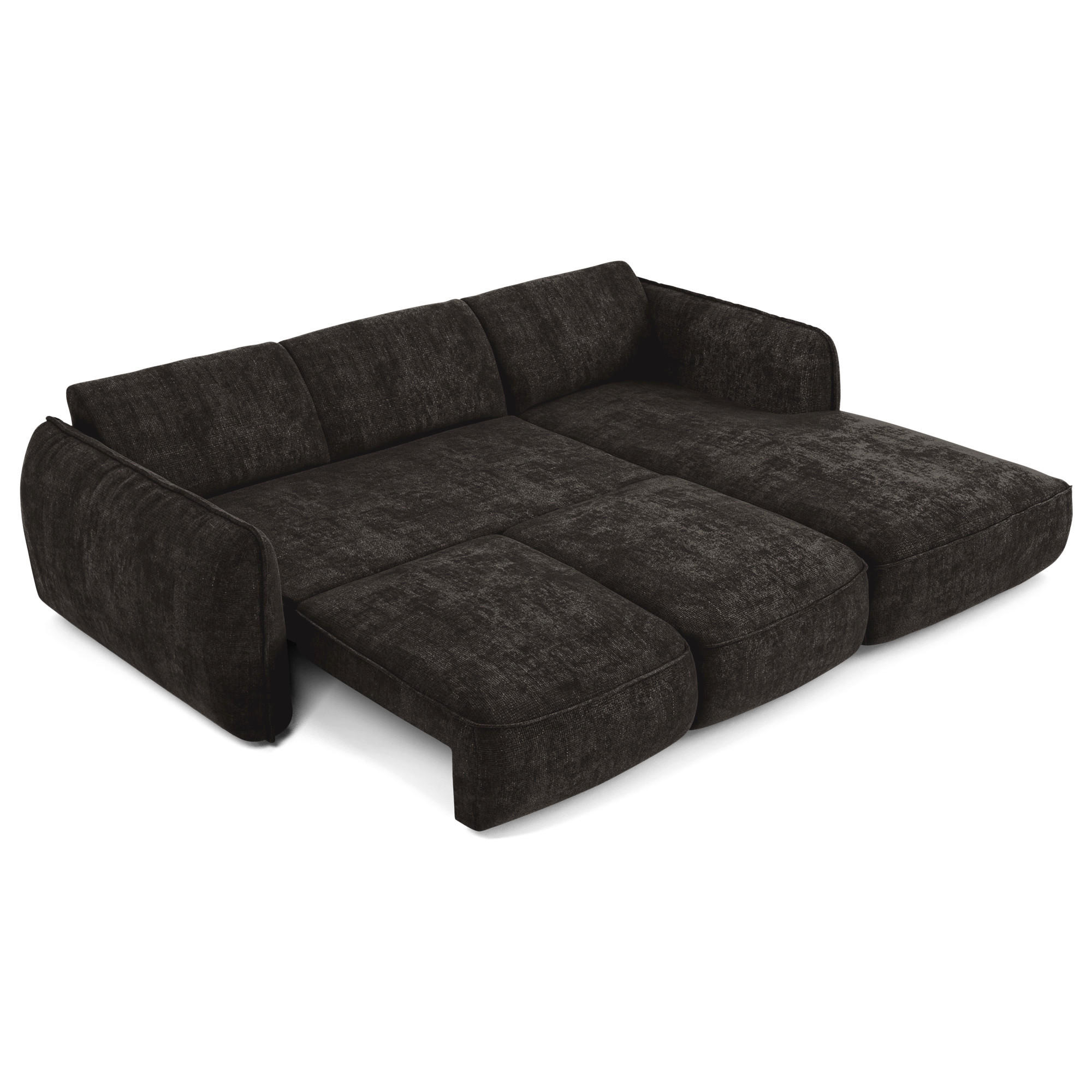 ECKSCHLAFSOFA Rastervelours 274cm - Schwarz, Textil (274/174cm) - Sia Home