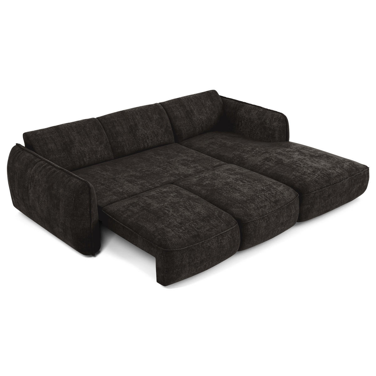 ECKSCHLAFSOFA Rastervelours 274cm - Schwarz, Textil (274/174cm) - Sia Home