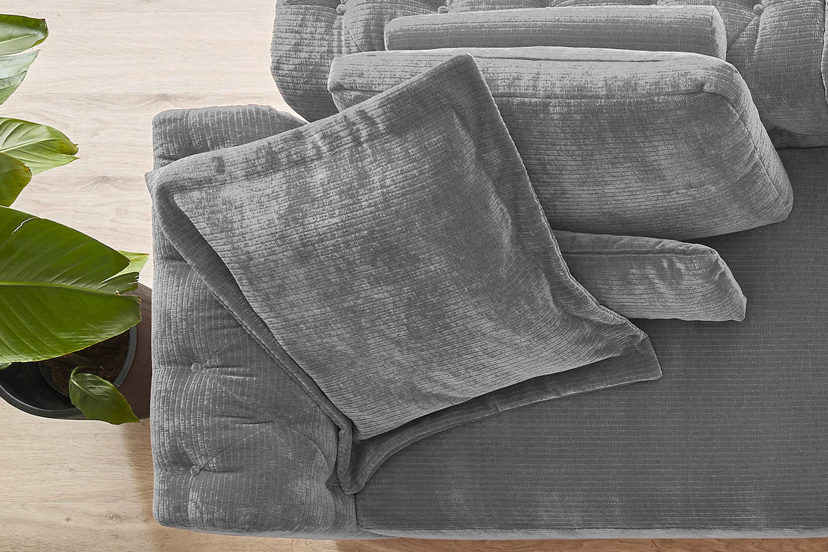 FLATTERKISSEN MEDIUM SEPHI Cord - Grau, Textil (75/75cm) - KAWOLA