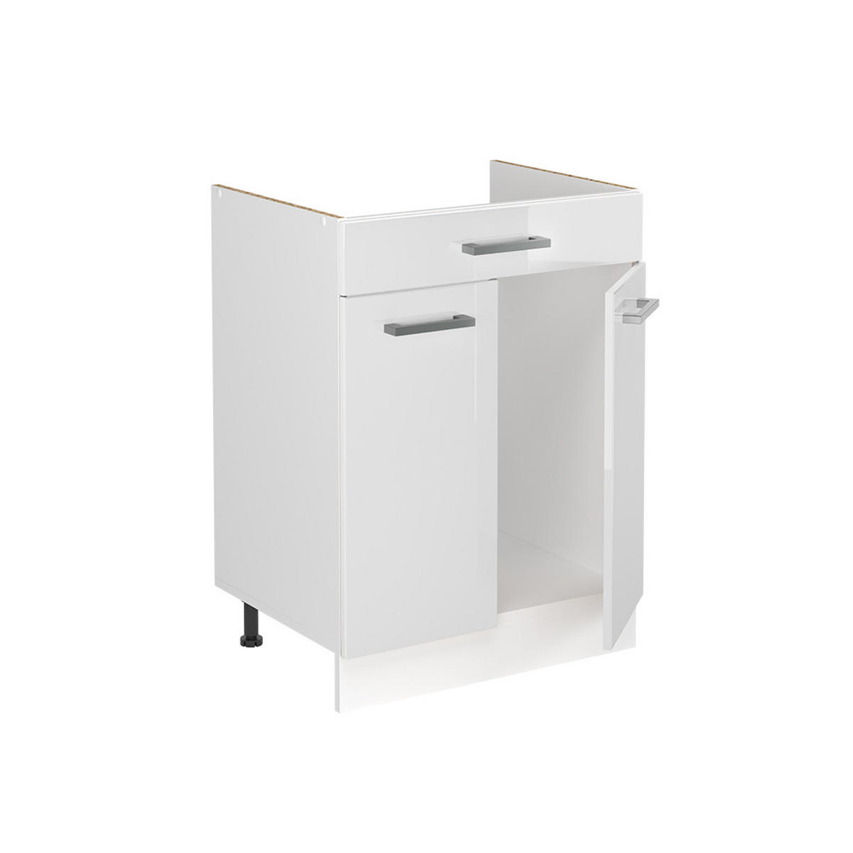 SPÜLENUNTERSCHRANK R-Line, Weiß Hochglanz/Weiß, 60 cm ohne Arbeitsplatte - Weiß Hochglanz/Weiß, Holzwerkstoff (60/81.6/46cm) - Vicco