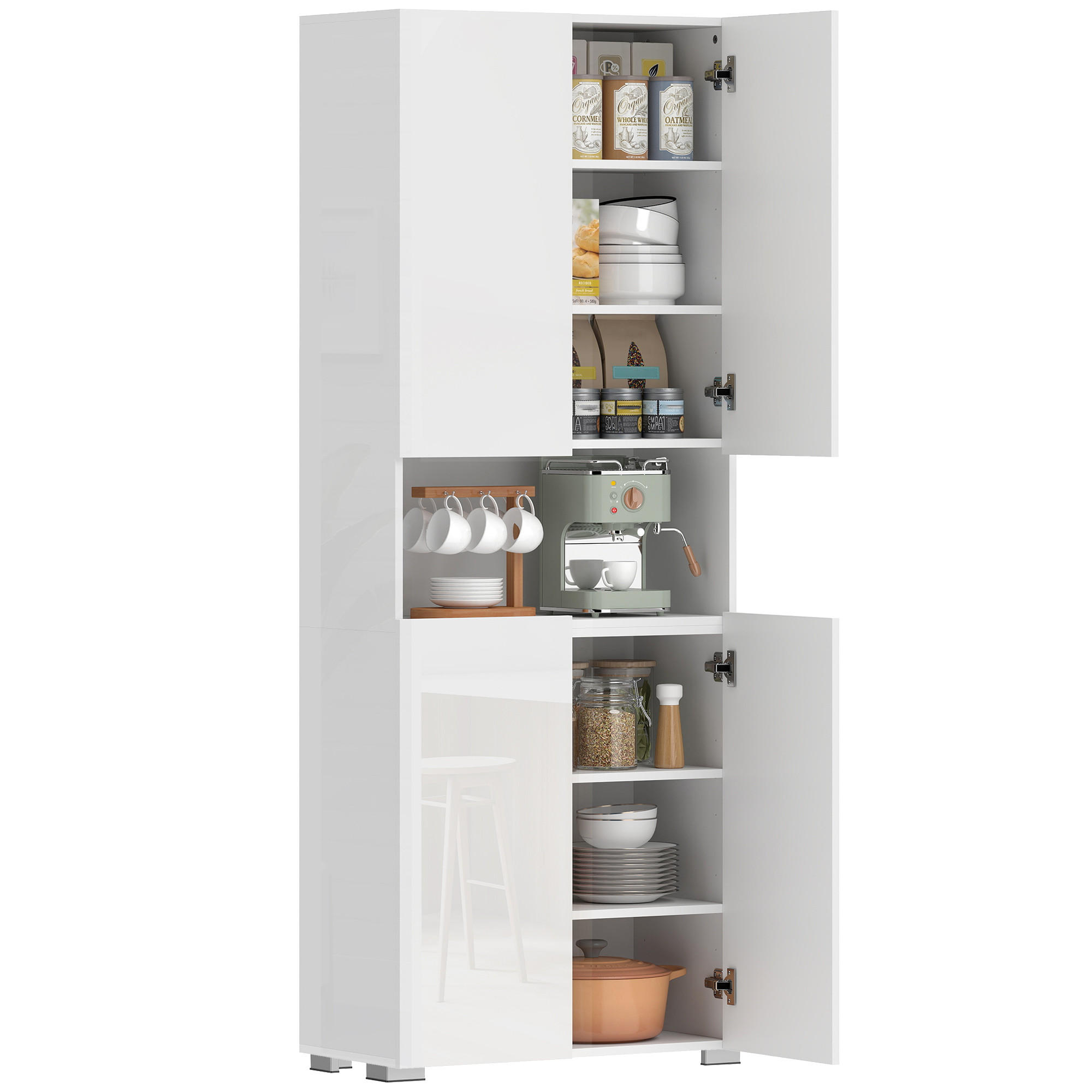 HIGHBOARD DE-11310 4 Soft-Close Türen Weiß Hochglanz - Weiß, Holzwerkstoff (34/180/68cm) - ComfortXL