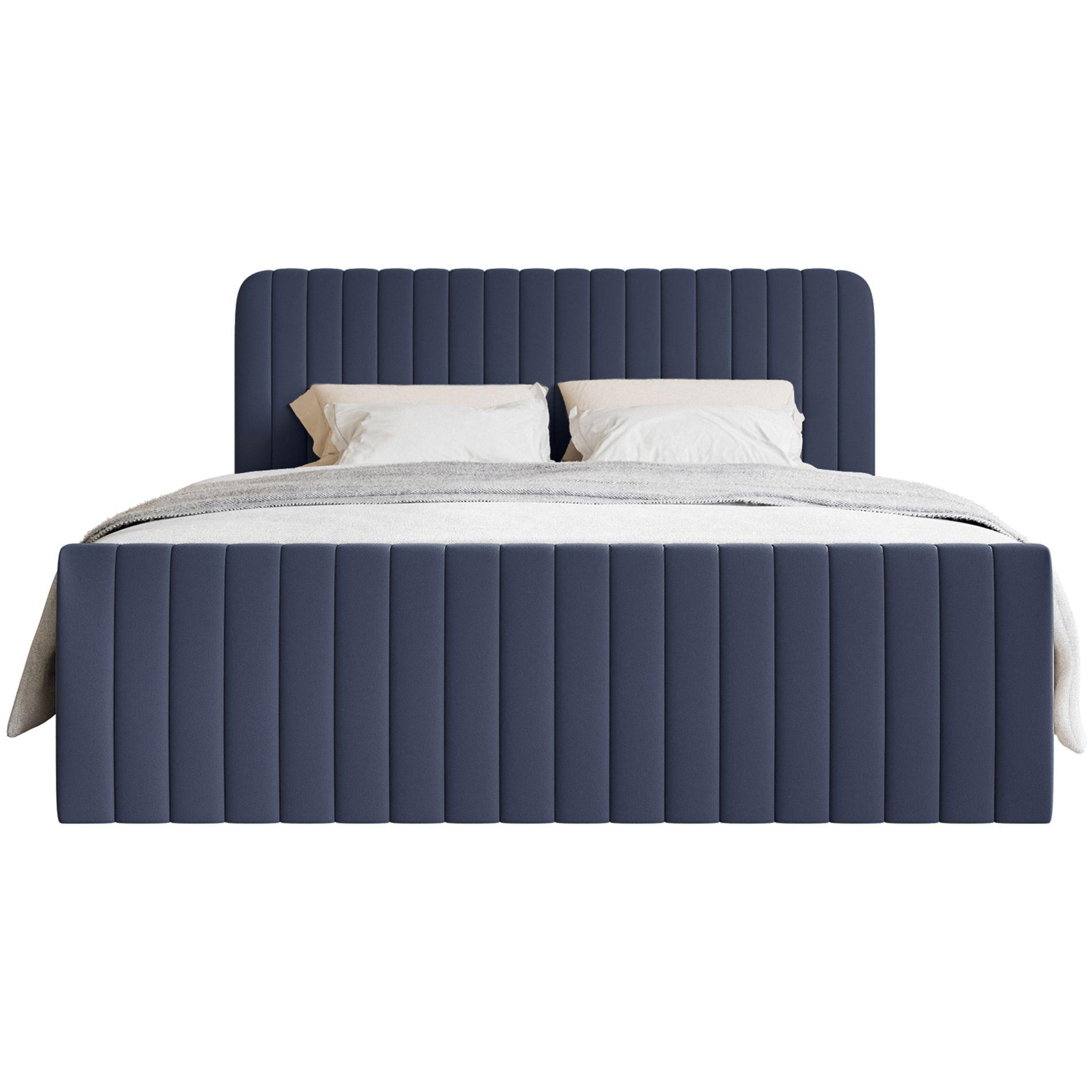 BOXBETT Saliano mit Topper und Chenille-Bezug Marineblau, 140x200 cm - Dunkelblau, Kunststoff/Textil (140/200cm) - Selsey
