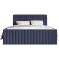 BOXBETT Saliano mit Topper und Chenille-Bezug Marineblau, 140x200 cm - Dunkelblau, Kunststoff/Textil (140/200cm) - Selsey