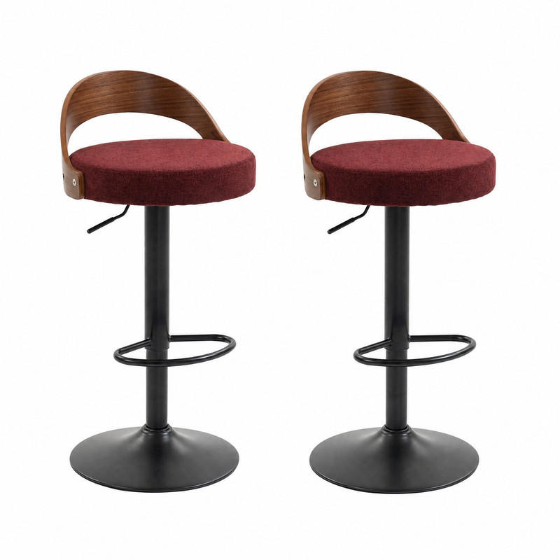 BARHOCKER drehbar höhenverstellbar 62-83 cm Wine Red 2er-Set - Rot, Metall (42/77/42.5cm) - Meubliv