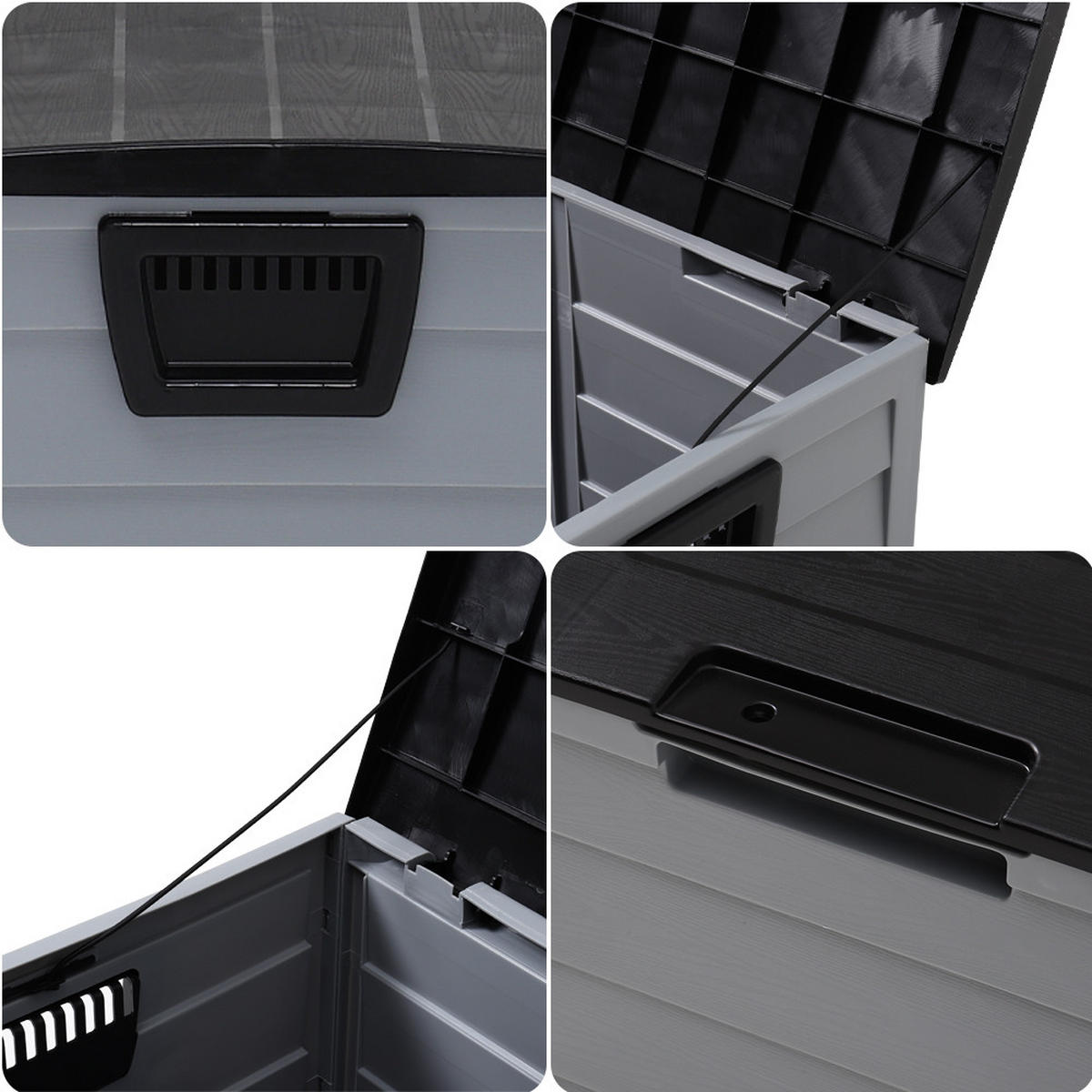 GARTENBOX Kissenbox Auflagenbox 290L aus Kunststoff in Schwarz Abschließbar Wasserdicht Wetterfest für Garten, Terrasse oder Balkon - Schwarz/Grau, Kunststoff (112/54/49cm) - Livingandhome