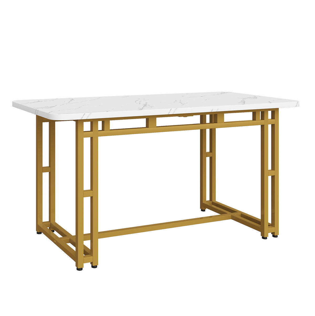 ESSTISCH aus MDF 120x70x74 cm Goldfarben mit Metallbeinen und modernem Design - Weiß, Holzwerkstoff (120/70/74cm) - Modfu