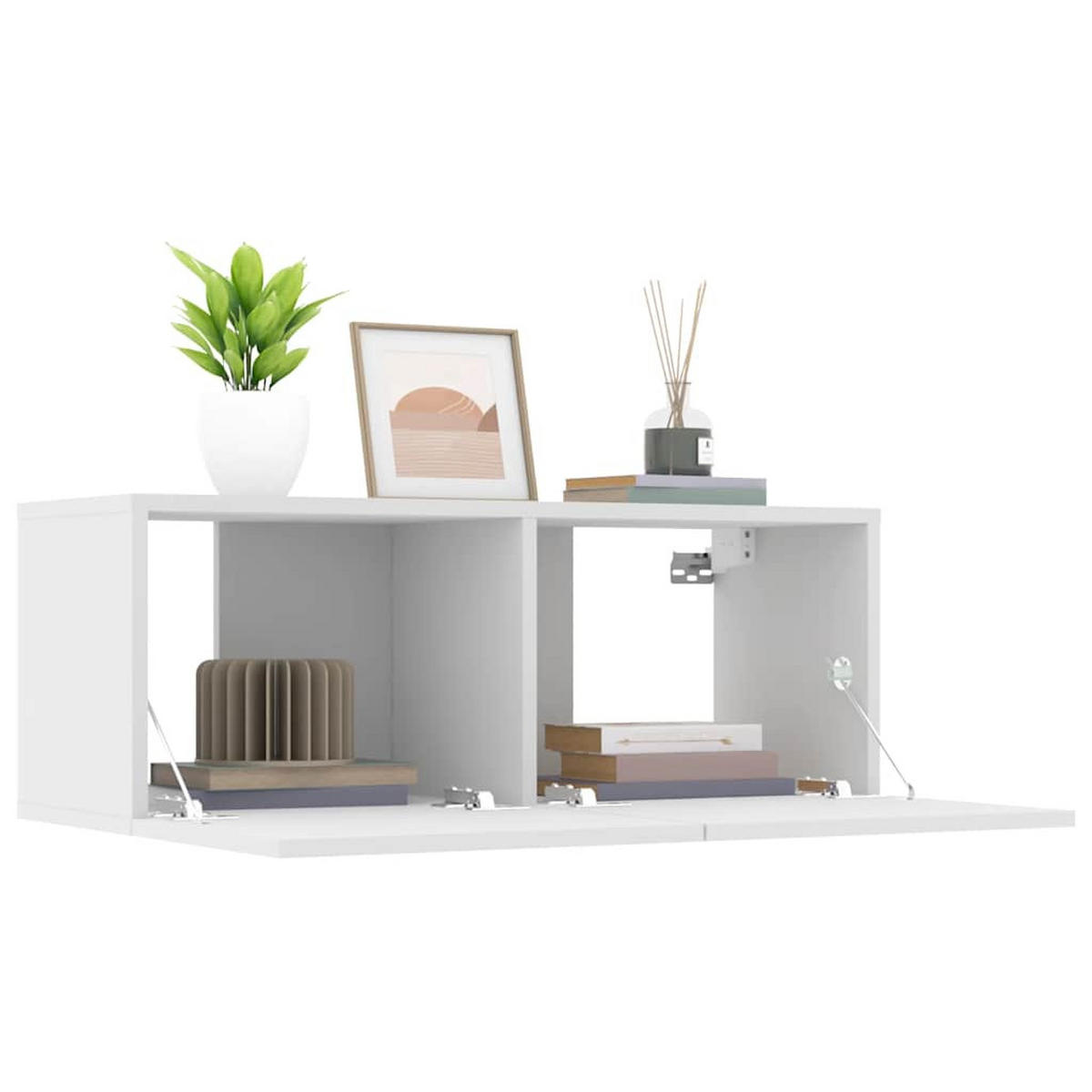 LOWBOARD 2 Stk. mit 2 Fächern 80/30/30 cm aus Holzwerkstoff in Weiß - Weiß, Holz (80/30/30cm) - vidaXL