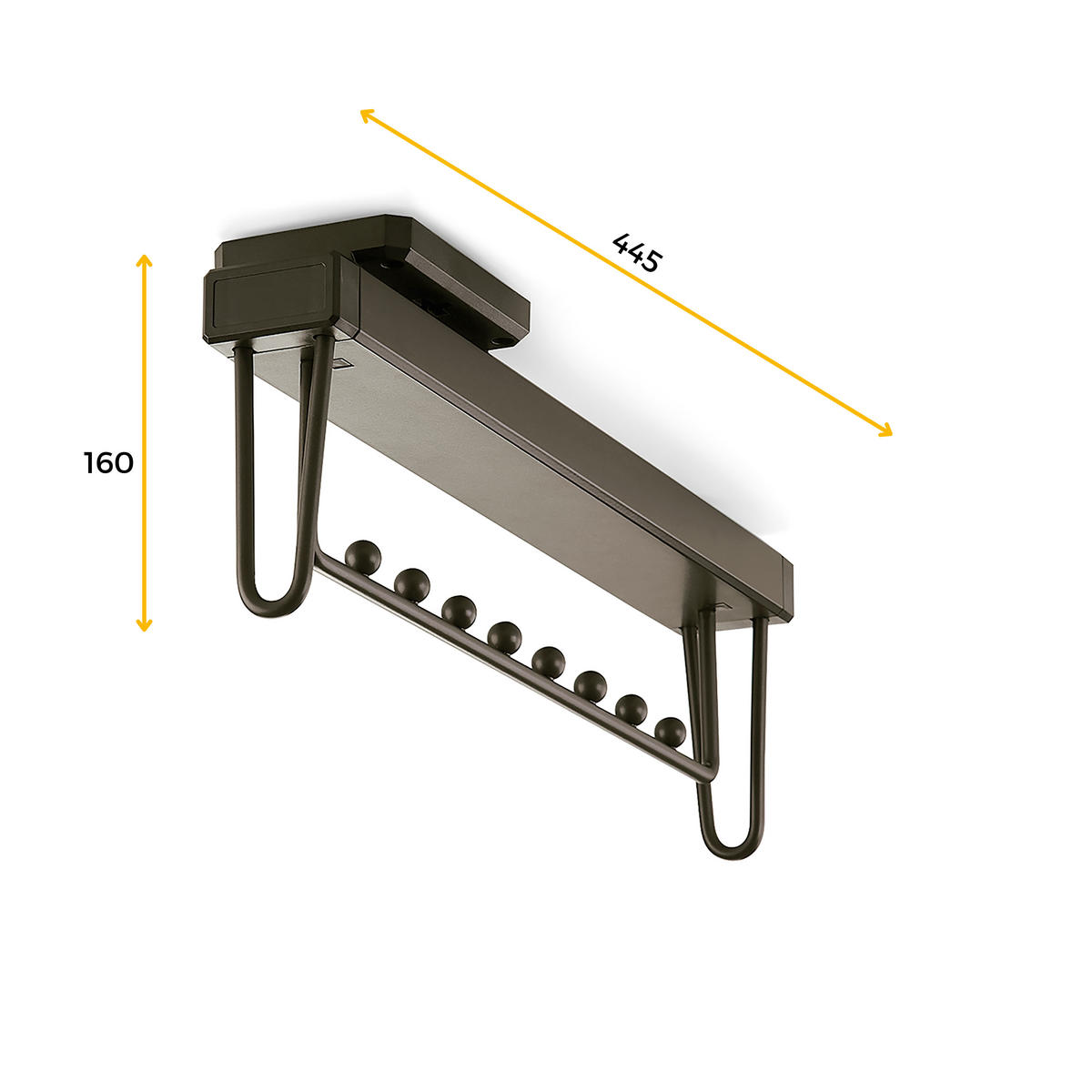 KLEIDERSTANGE ausziehbar Quartz für Schränke, Kunststoff und Aluminium, Titanium - Titanfarben, Kunststoff (44.5cm) - EMUCA