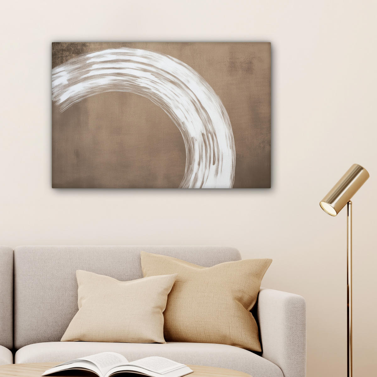 LEINWANDBILD Farbe - Braun - Japandi Gemälde 60x40 cm - Kupferfarben, Textil (60/40cm) - MuchoWow