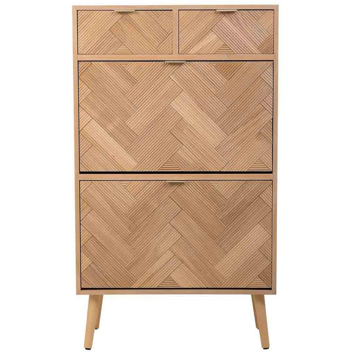 SCHUHREGAL aus Holz mit 2 Türen und 2 Schubladen, 70x32x120 braun - Braun, Holzwerkstoff (70/70/120cm) - Wanderlust