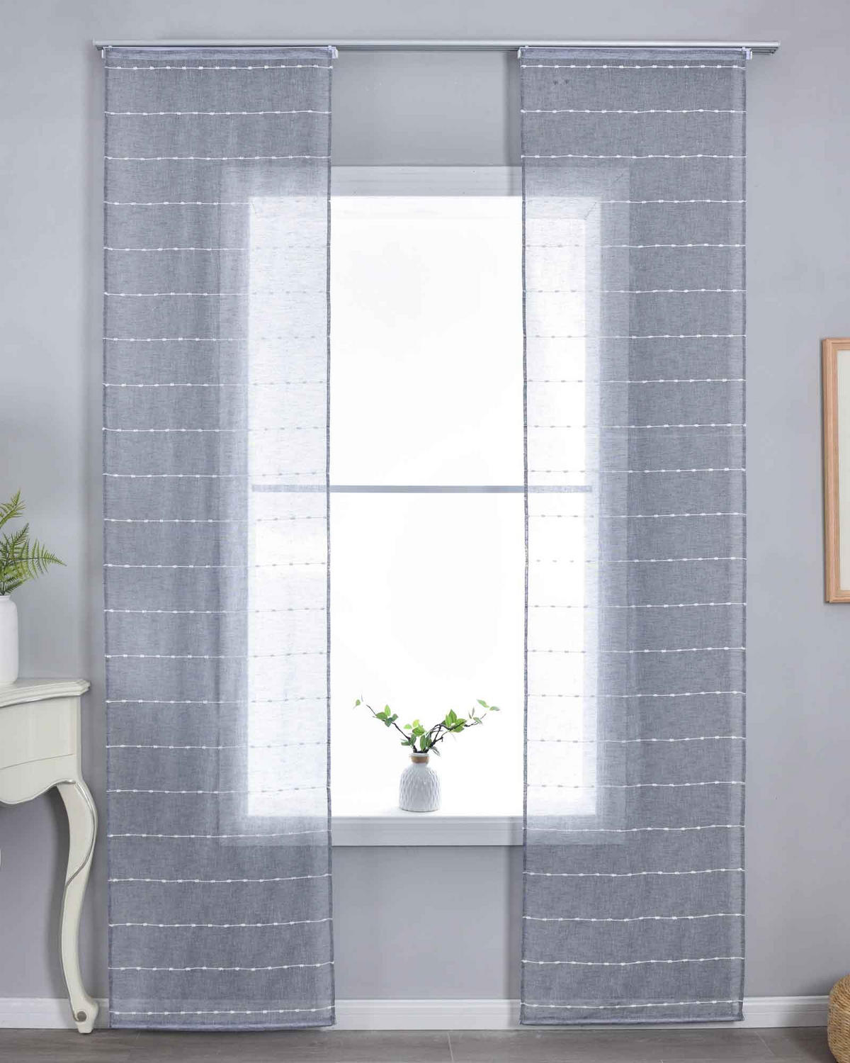 FLÄCHENVORHANG 2ER SET »Kassel« HxB 245x60 cm Grau - Grau, Textil (60/245cm) - Gardinenbox
