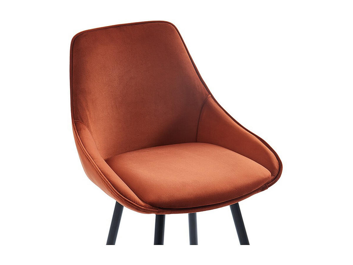 BARHOCKER 2er-Set - Samt - Terracotta - MASURIE - Terracotta, Textil (48/99/51cm) - Vente-Unique