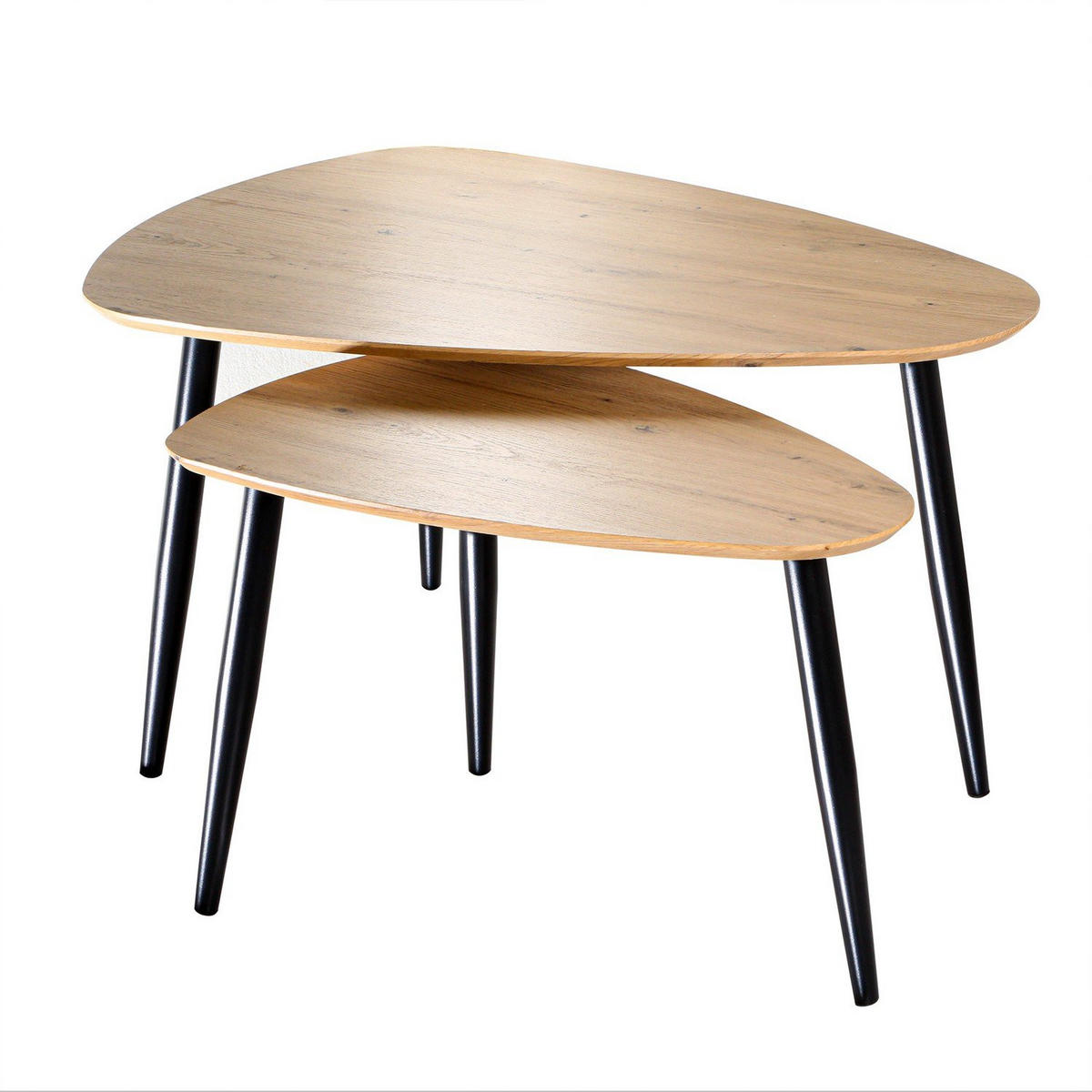 TISCH ineinander 2er-Set mit Metallbeinen 80/60/42 cm - Apfelbaumfarben, Holzwerkstoff (80/60/42cm) - Calicosy
