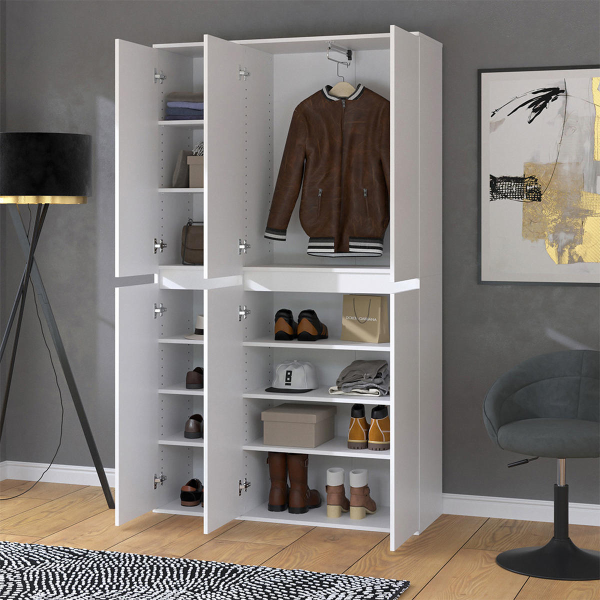 ŠATNÍ SKŘÍŇ Claus Bílá - bílá, kompozitní dřevo (111/191.5/40cm) - Vicco