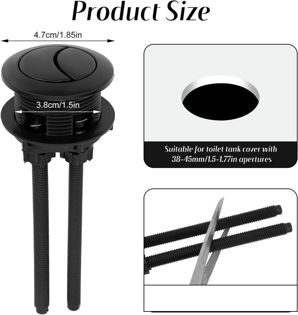WC-SPÜLTASTE, Doppelstift, schwarz, Durchmesser 7CM - Schwarz, Kunststoff (8/12/8cm)