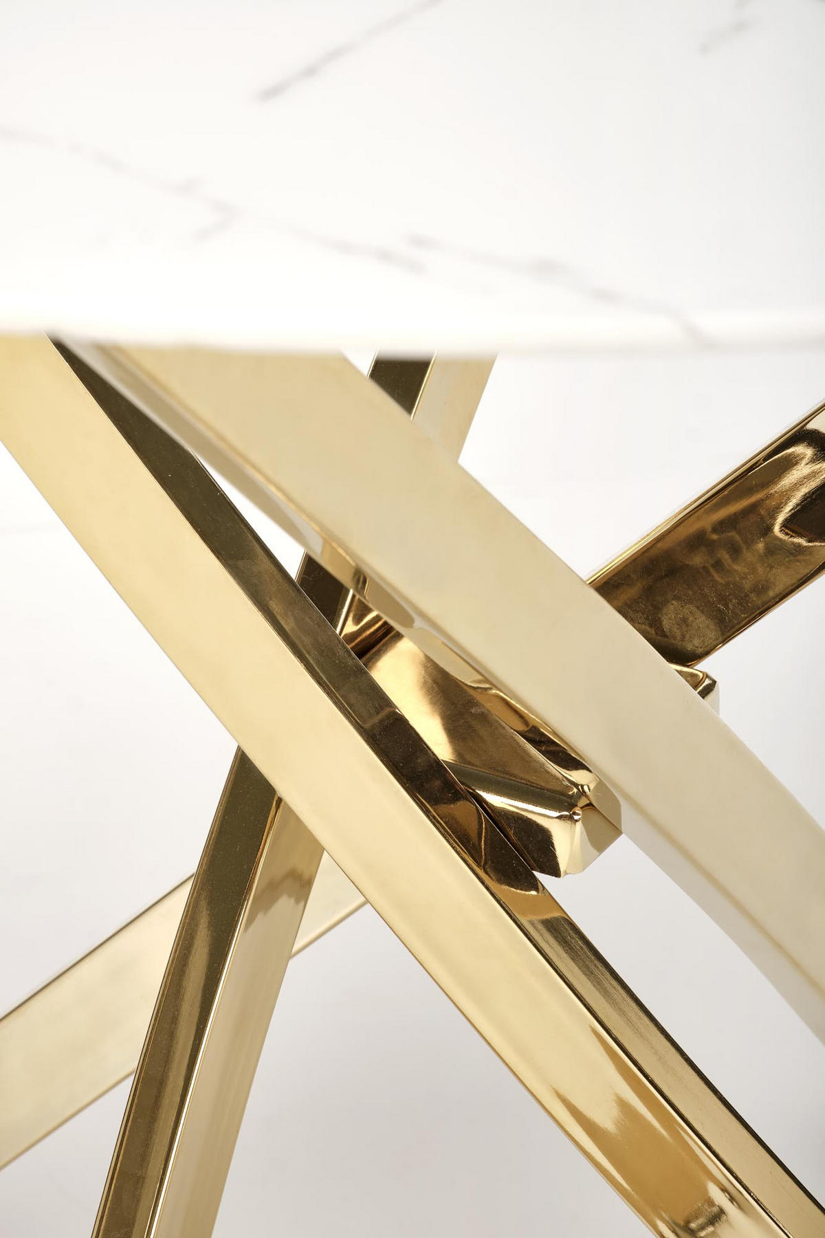 ESSTISCH Rund HAW-555 Marmor Weiß Gold Glas 100/75 cm - Goldfarben/Weiß, Glas/Metall (100/100/75cm) - designimpex