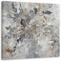 WANDBILD abstraktes botanik graugold - Silberfarben, Textil (50/50cm) - Feeby
