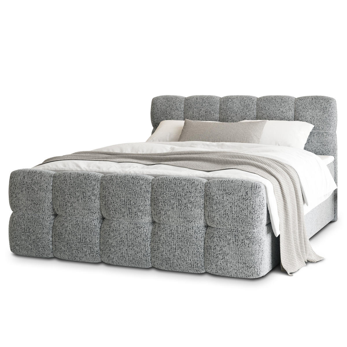 POSTEL BOXSPRING BRUME 160x200 cm, s matrací a úložným prostorem, světle šedá - světle šedá, kompozitní dřevo/textil (160/200cm) - MASSENO