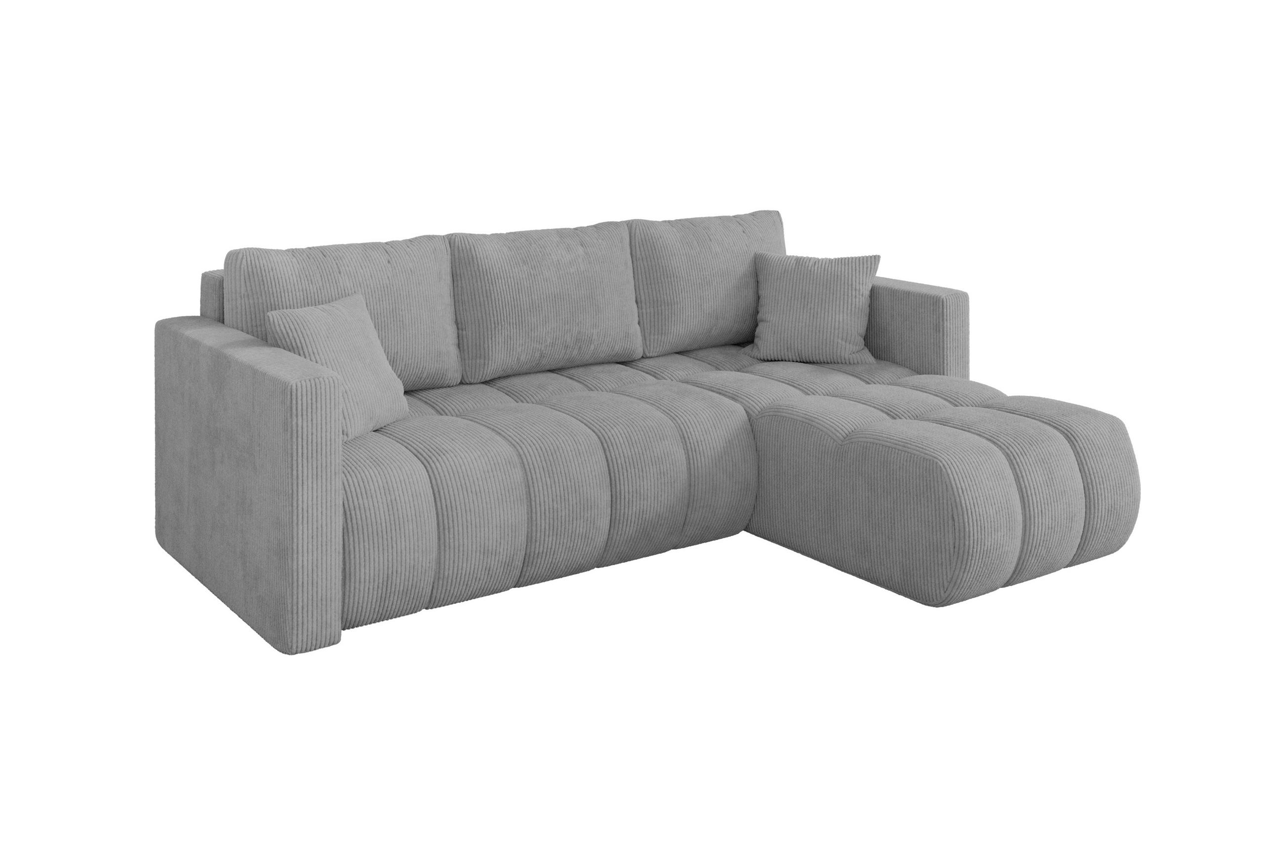 ROHOVÁ SEDAČKA s funkcí spaní, otoman vpravo GARD-L 226x146x85 šedá manšestr - šedá/černá, kompozitní dřevo/textil (226/146cm) - ALTDECOR