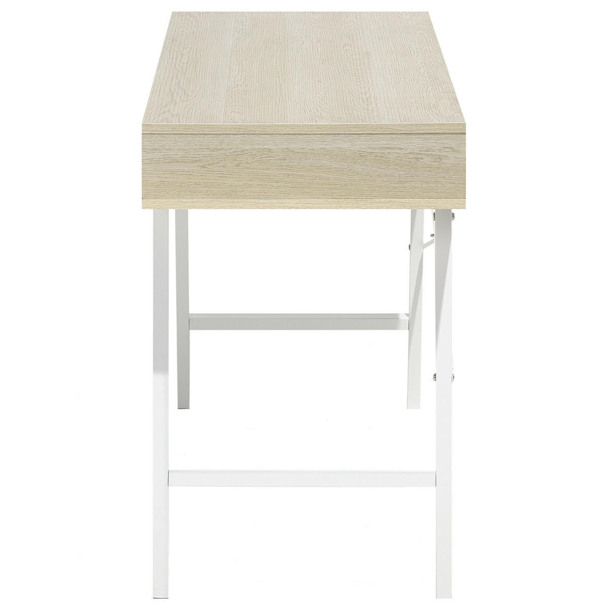 SCHREIBTISCH heller Holzfarbton/weiß 120/48/77 cm Clarita - Hellgrau, Holzwerkstoff (48/120/77cm) - Beliani