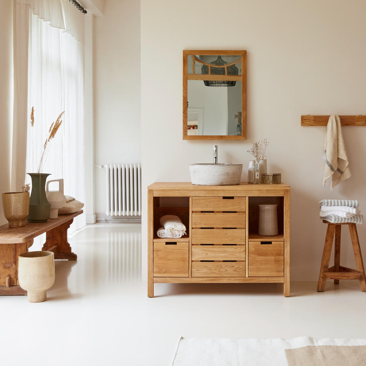 WASCHTISCHUNTERSCHRANK Serena Natur aus Eiche - Naturfarben, Holz (100/78/55cm) - Tikamoon