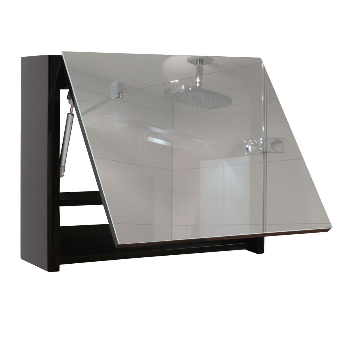 SPIEGELSCHRANK Hochglanz Schwarz - Schwarz Hochglanz, Holz (79/48/18cm) - MCW