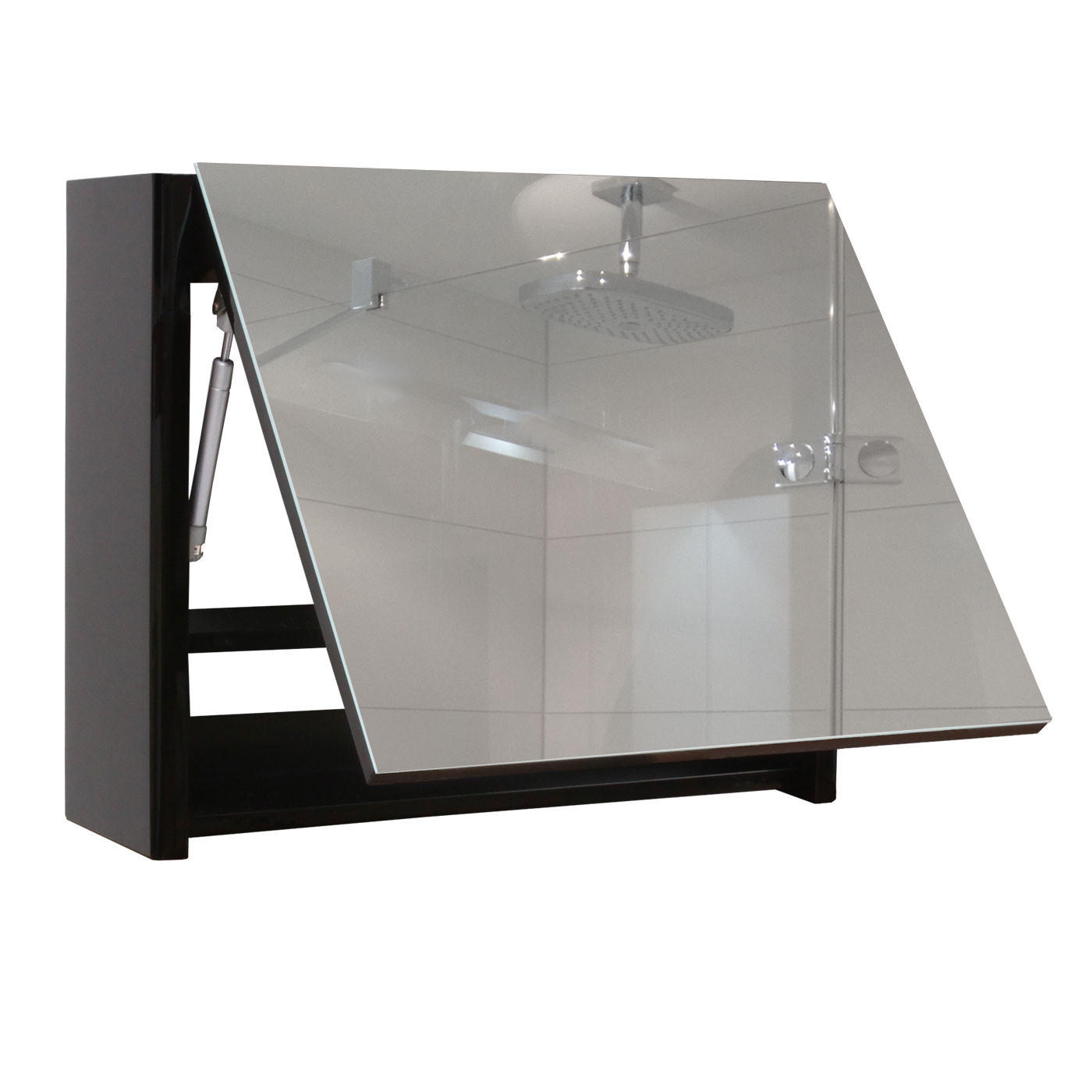 Thumbnail - MCW Spiegelschrank, Schwarz Hochglanz, Holz, 79x48x18 cm, Badezimmer, Badezimmerspiegel, Spiegelschränke