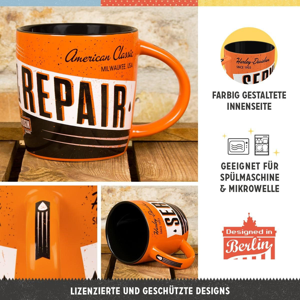 KAFFEETASSE 330 ml Harley-Davidson Service & Repair - Multicolor, Keramik (0.33L) - Nostalgic-Art