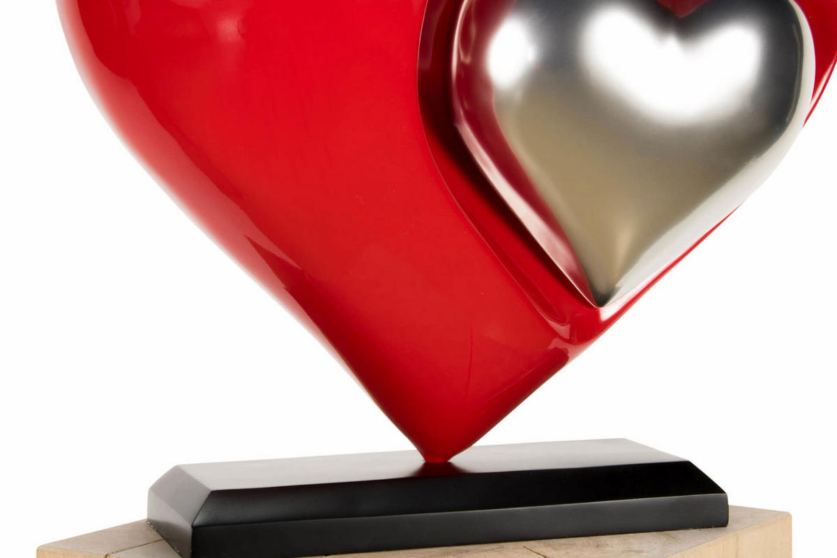 SKULPTUR Rot 47/44 cm - Rot/Silberfarben, Stein (5.8/44/20cm) - KUNSTLOFT