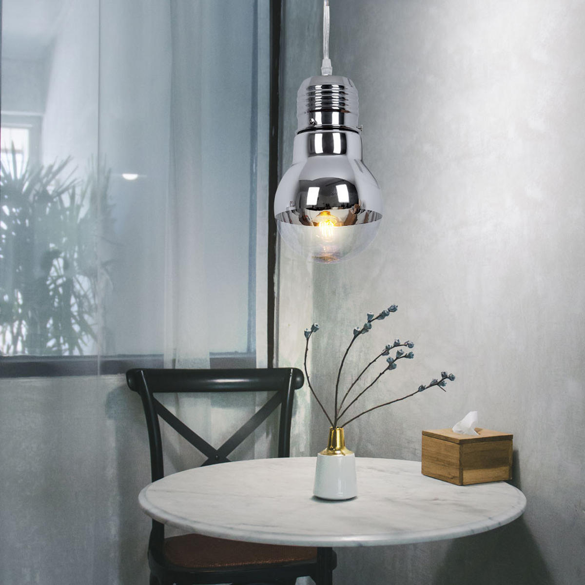 HÄNGELEUCHTE Glas Chrom Silber - Silberfarben, Glas (15/15/120cm) - Brilliant