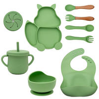 BABY KINDER GESCHIRR SET (8-tlg.) - Grün, Kunststoff (19/4/24cm) - Intirilife